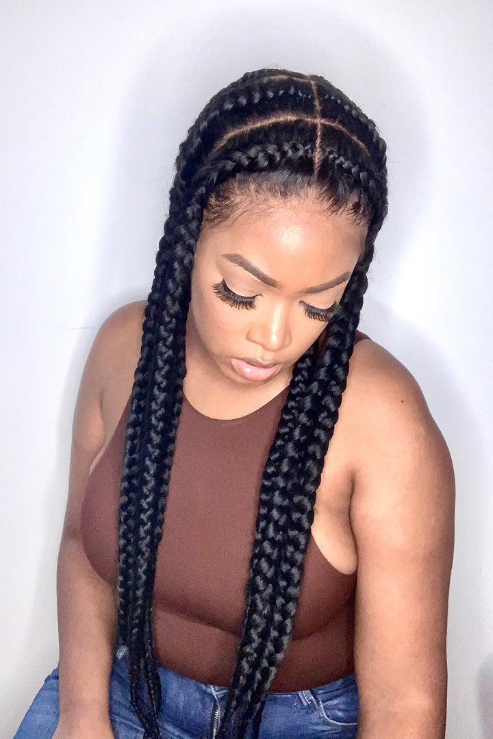 POP SMOKE UNIT  - Feed in Braided Full Lace Wig plucked and ready to 